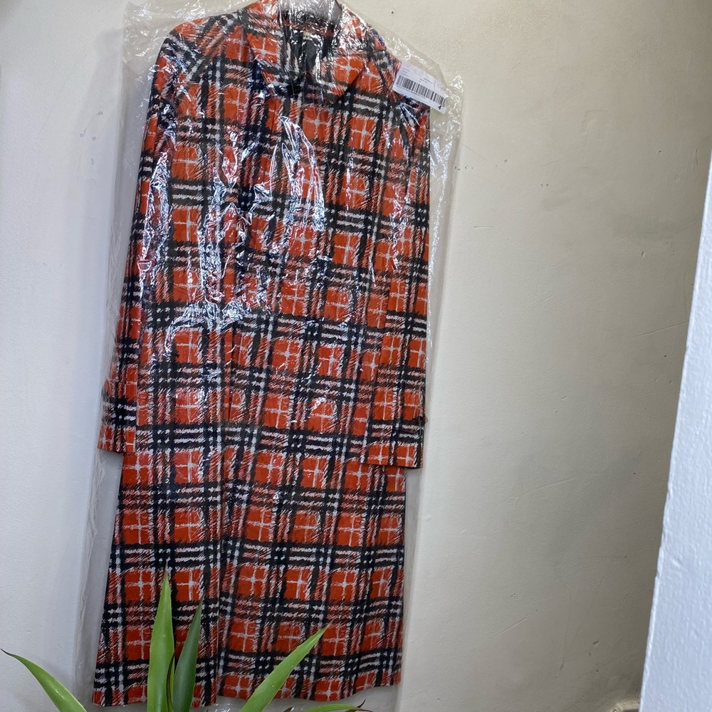 BURBERRY Scribble Check Car Coat In Bright Military Red Size 38 US (M) $4620 - Picture 9 of 15